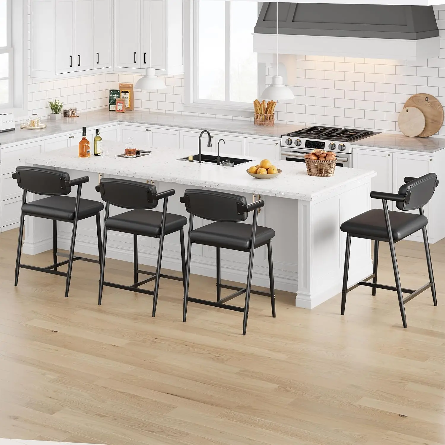 Home Bar Stools - Garvee, juego de 4 taburetes de
