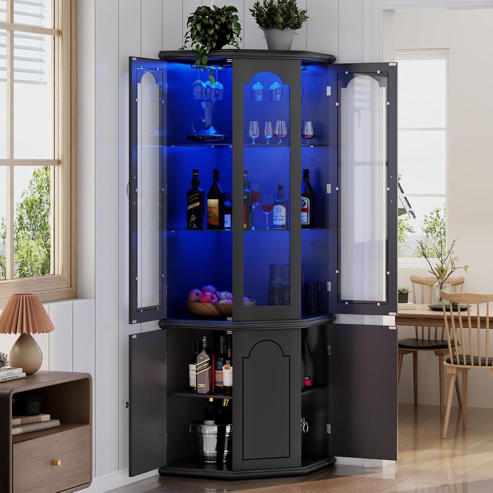 Home Bar And Cabinet - Mueble Bar Iluminado con Puerta de